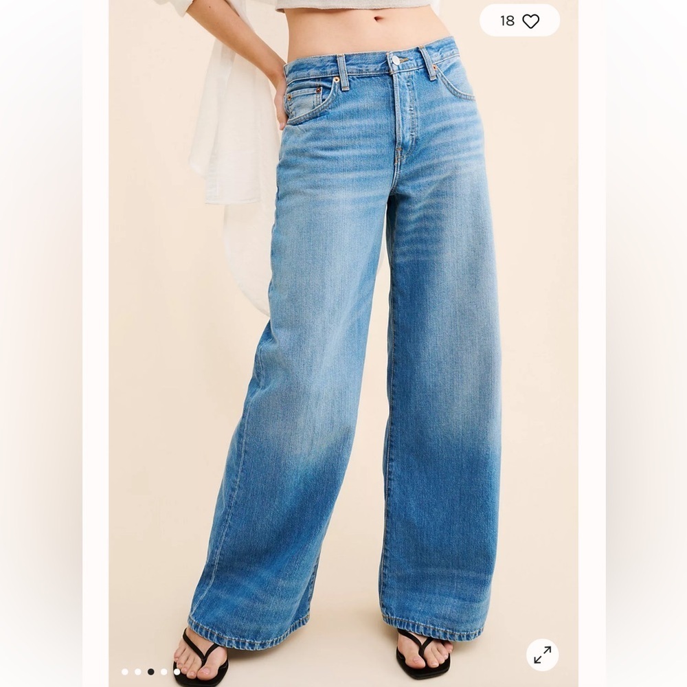 RE/DONE Mid Rise Palazzo Jeans Light Blue Flares wide leg denim $320 sz 30 - Picture 3 of 9